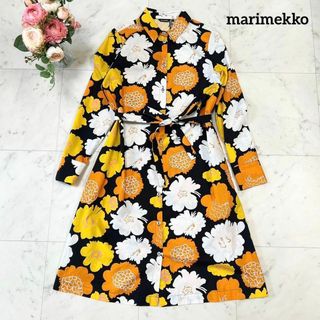 marimekko　マリメッコ　ひざ丈ワンピース　総柄　長袖　アートデザイン