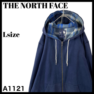 ザノースフェイス(THE NORTH FACE)のザノースフェイスノース ジップアップ スウェットパーカー 袖ロゴ ネイビー L(パーカー)