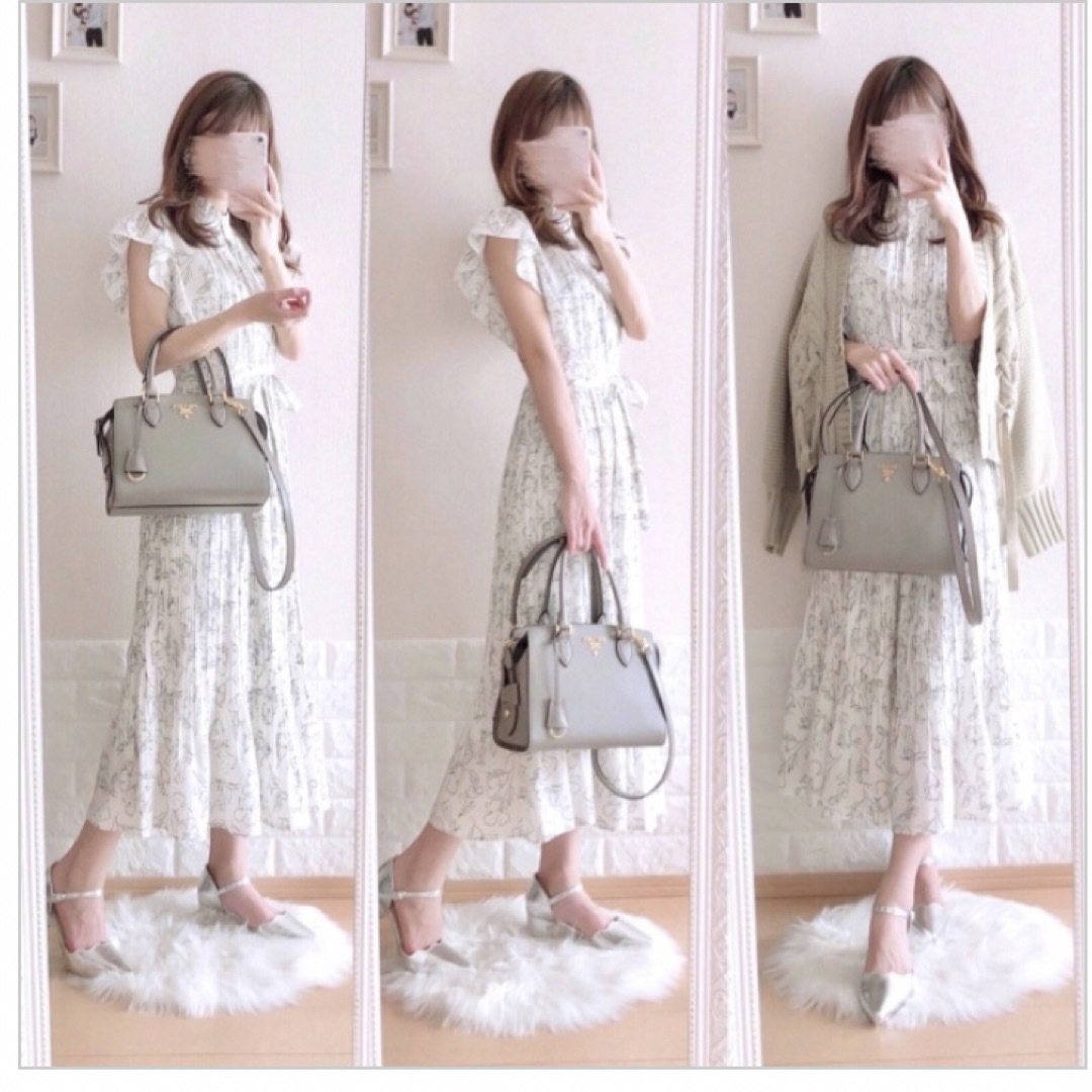 TOCCO closet(トッコクローゼット)の【tocco closet】ラインフラワープリーツロングワンピース レディースのワンピース(ひざ丈ワンピース)の商品写真