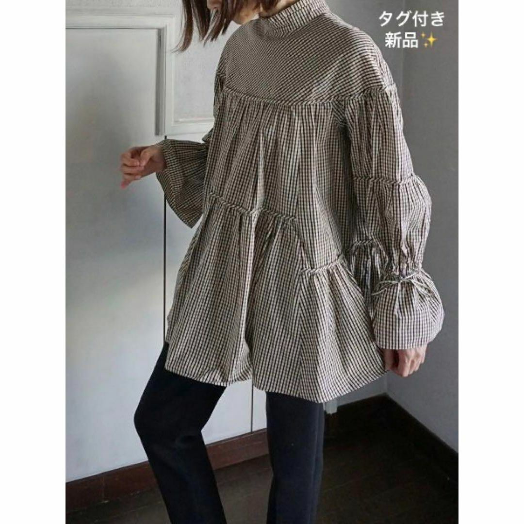 タグ付き新品 leur logette Theater check blouse