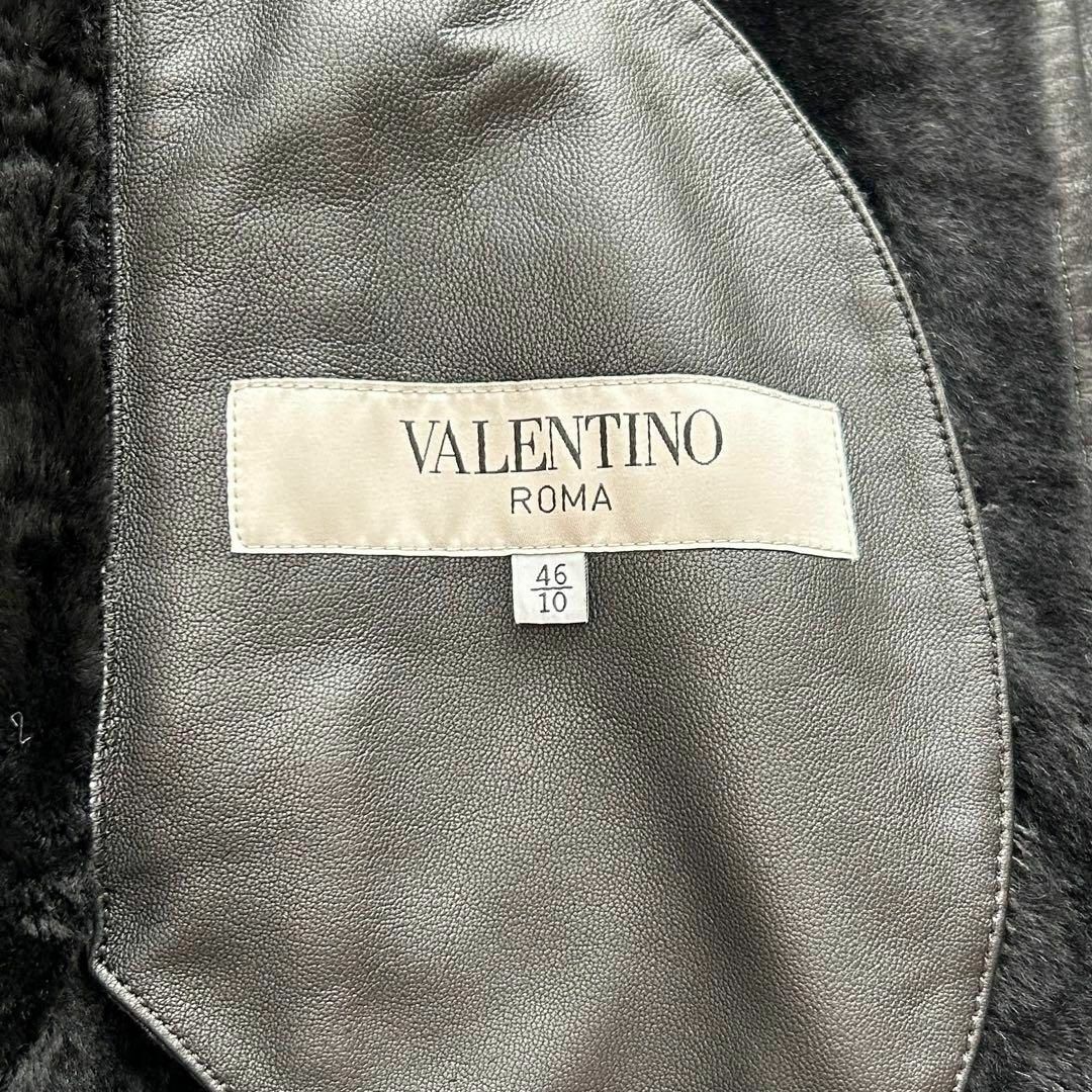 極美品 VALENTINO ROMA ラムレザー ムートンロングコート ブラック