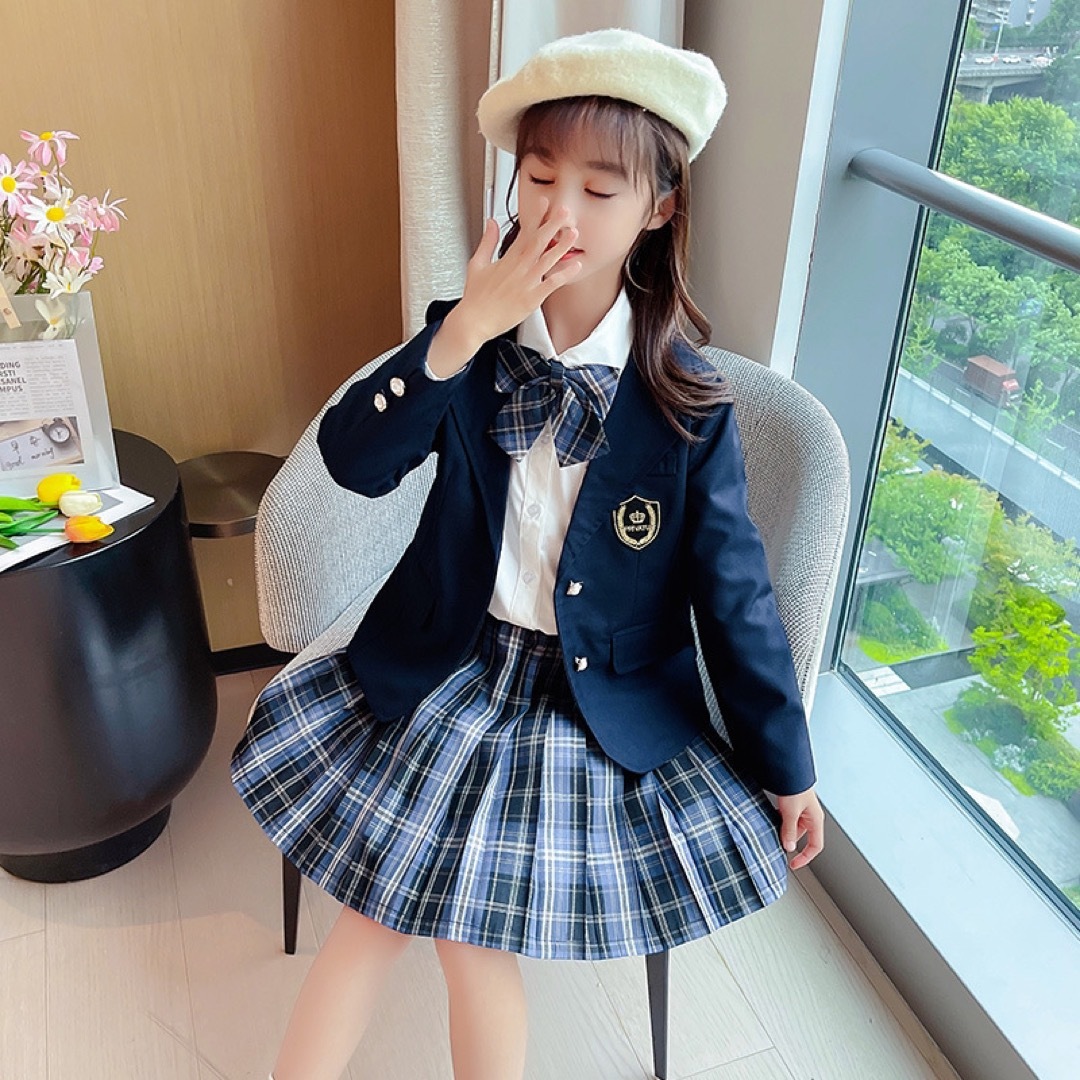 キッズ 女の子 フォーマル 制服 グレー ワンピース アイドル 120 Aacoshop