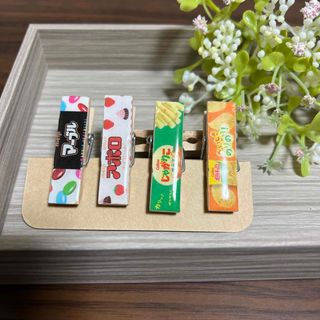 【ハンドメイド】木製クリップ  お菓子柄　4個セット(その他)