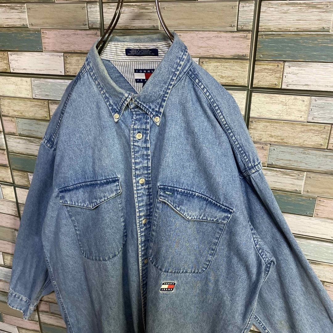 TOMMY JEANS(トミージーンズ)の【90's】トミージーンズ　デニムシャツ　オールドトミー　ワンポイントロゴ メンズのトップス(シャツ)の商品写真