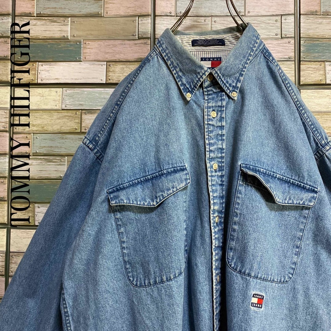 TOMMY JEANS(トミージーンズ)の【90's】トミージーンズ　デニムシャツ　オールドトミー　ワンポイントロゴ メンズのトップス(シャツ)の商品写真