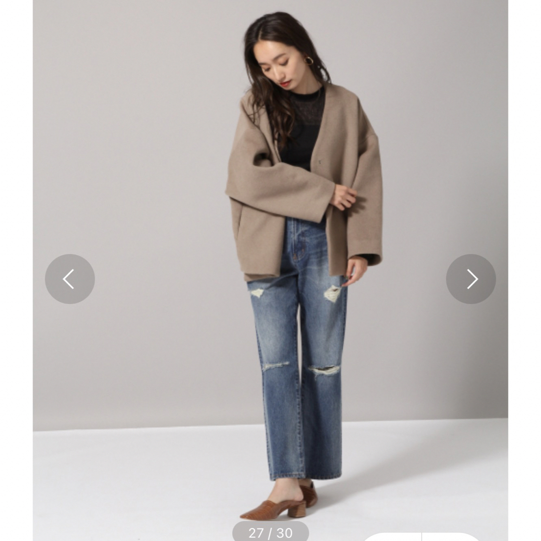 JEANASISショートビーバーハーフノーカラーコート【美品】