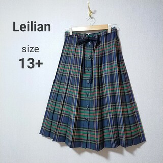 leilian - レリアン フレアスカート ひざ丈 フラワー刺繍 大きいサイズ