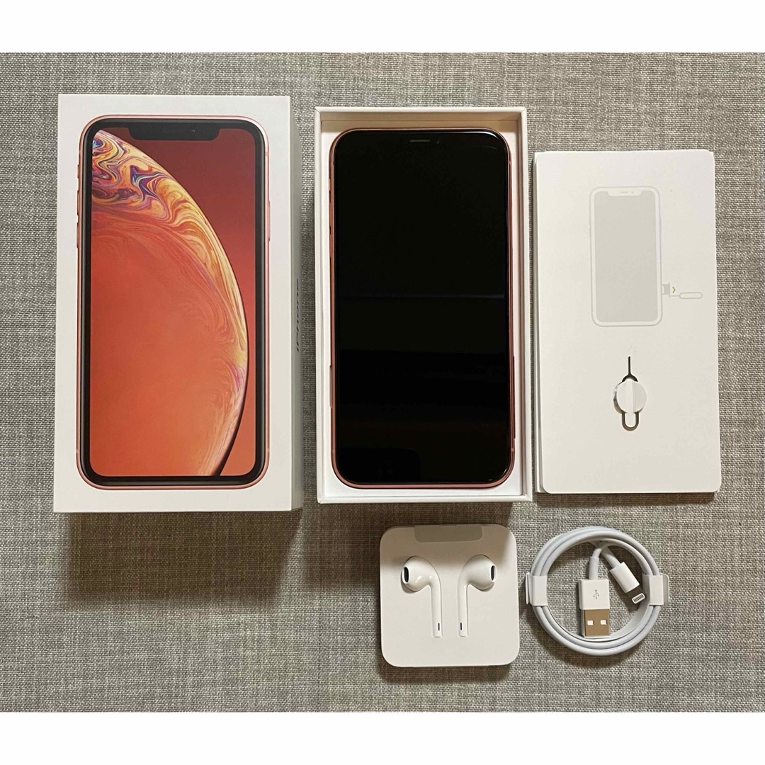 iPhone XR 64GB  ケーブル、イヤホン付き coralスマートフォン本体