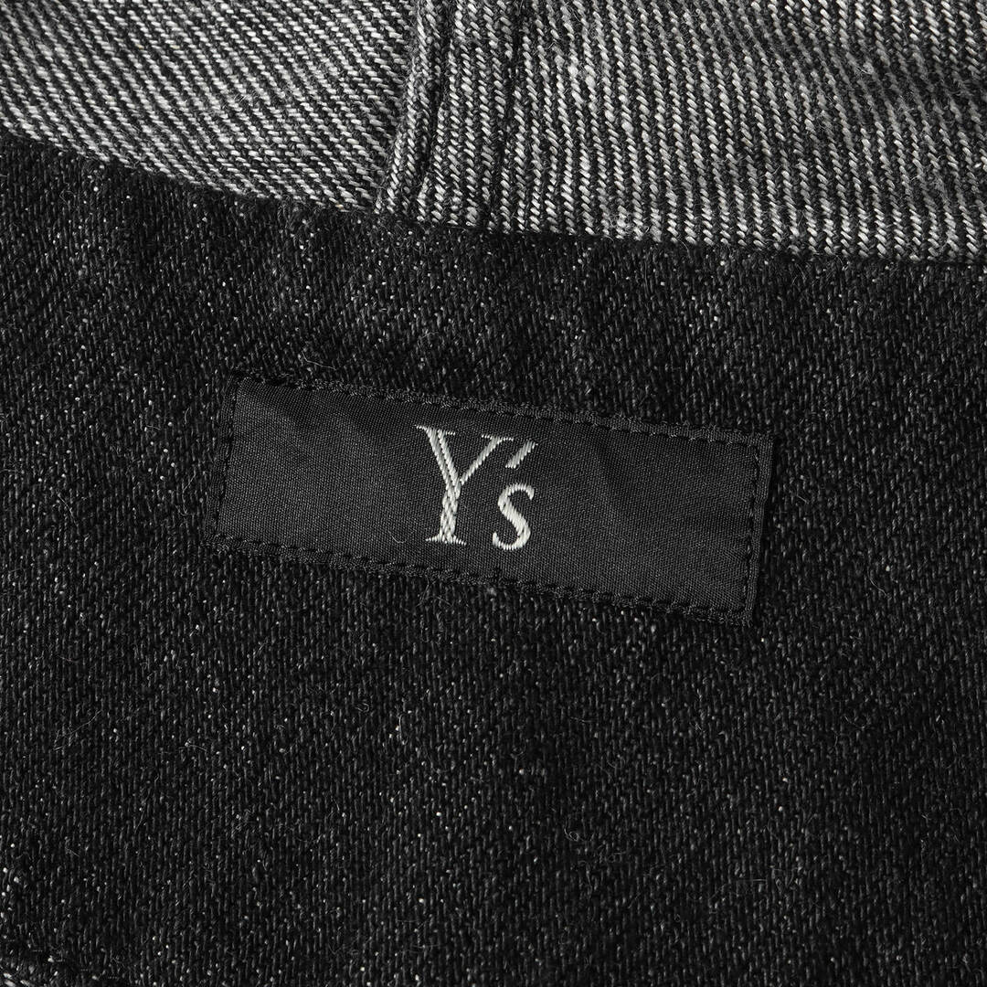 Yohji Yamamoto(Ys) ヨウジヤマモト コート サイズ:1 22AW ウォッシュ加工 コットンリネン デニム フーディー ダブルジップ コート ドレス COTTON LINEN DENIM SHADOWING PROCESS HOODED COAT DRESS YV-D03-028 ジャケット 黒【メンズ】【美品】