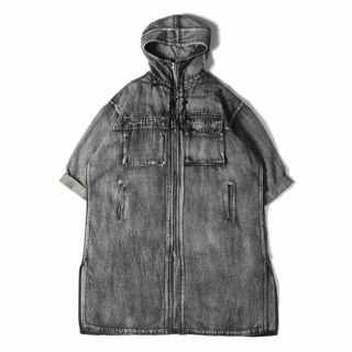 Yohji Yamamoto(Ys) ヨウジヤマモト コート サイズ:1 22AW ウォッシュ加工 コットンリネン デニム フーディー ダブルジップ コート ドレス COTTON LINEN DENIM SHADOWING PROCESS HOODED COAT DRESS YV-D03-028 ジャケット 黒【メンズ】【中古】【美品】(Gジャン/デニムジャケット)