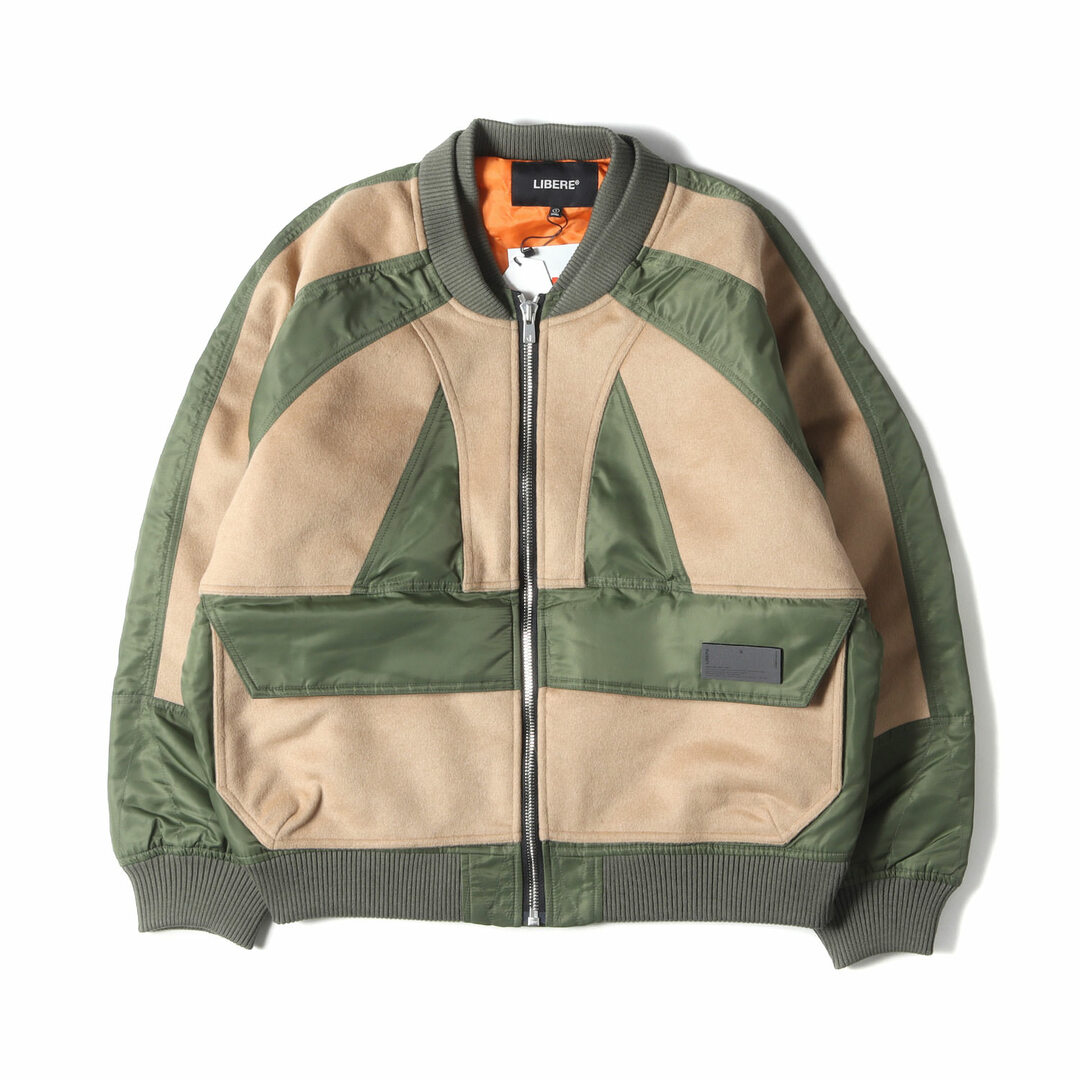 LIBERE リベーレ ジャケット サイズ:S 21AW ウールナイロン 切替 ミリタリー ボンバー ジャケット MA-1 JACKET 215101 3M THINSULATE シンサレート カーキ ベージュ アウター ブルゾン【メンズ】