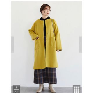 ショコラフィネローブ(chocol raffine robe)のGreen Parks/chocol raffine robe ノーカラーコート(ロングコート)