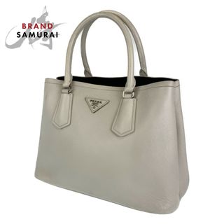 【美品】PRADA★牛革シルバートートバッグ