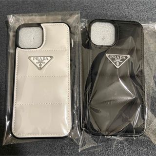 プラダ(PRADA)の【新品未使用】PRADA キルティング iPhoneケース ホワイト&ブラック(iPhoneケース)