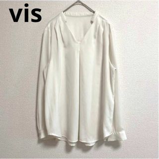 ヴィス(ViS)のst114 vis オフホワイト トップス 長袖 V字カット シンプル 綺麗め(シャツ/ブラウス(長袖/七分))