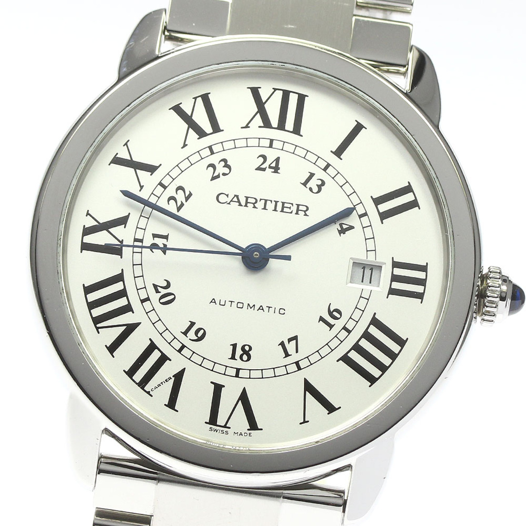 保証書ケースサイズ訳あり カルティエ CARTIER W6701011 ロンドソロ ドゥ カルティエXL デイト 自動巻き メンズ 保証書付き_778616