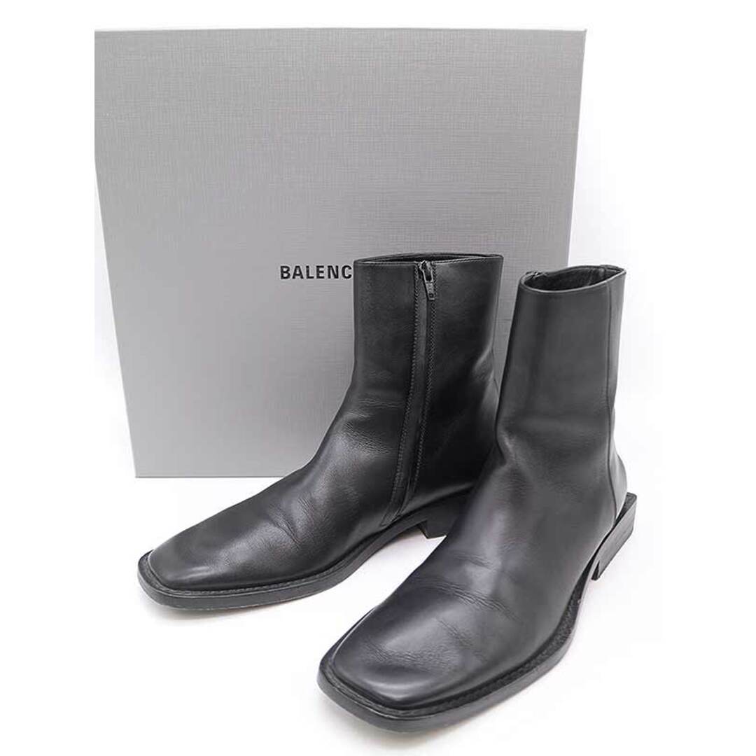 29cmワイズBALENCIAGA バレンシアガ BBロゴ スクエアレザーブーツ ブラック 40.5