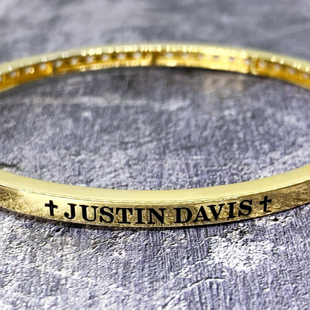 定価5.8万★Justin Davis ジルコニア装飾ブレスレット ゴールド・L