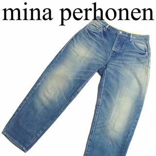 ミナペルホネン(mina perhonen)のミナペルホネン always 加工 ロールアップ コットン リネン デニム 36(デニム/ジーンズ)