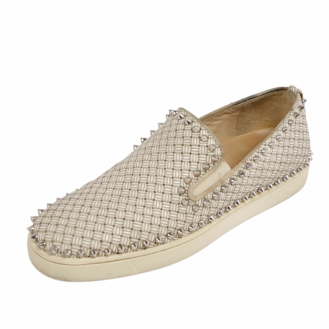 クリスチャンルブタン Christian Louboutin スニーカー スリッポン スタッズ PIK BOAT FLAT ピックボートフラット シューズ メンズ 42(27cm相当) ベージュ