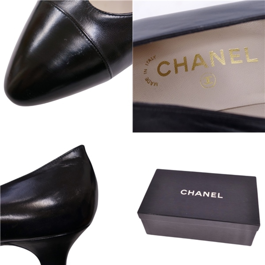 CHANEL(シャネル)の未使用 シャネル CHANEL パンプス ヒール キャップトゥ カーフレザー シューズ レディース 35 ブラック レディースの靴/シューズ(ハイヒール/パンプス)の商品写真