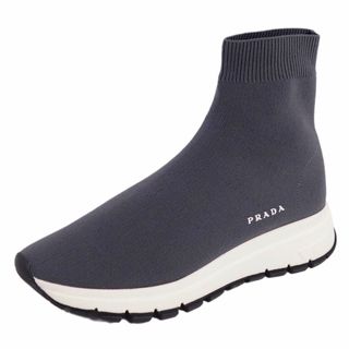 美品✨PRADA　レザー　ロゴスニーカー　ブラック　23㎝