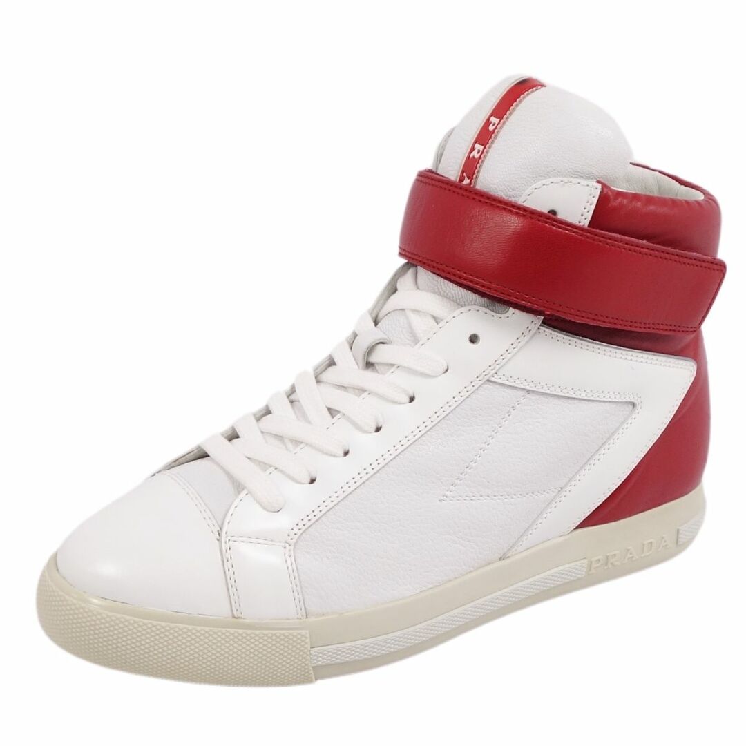 PRADA(プラダ)の未使用 プラダ スポーツ PRADA SPORT スニーカー ハイカットスニーカー カーフレザー ロゴ シューズ レディース 36.5(23.5cm相当) ホワイト/レッド レディースの靴/シューズ(スニーカー)の商品写真