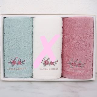 ローラアシュレイ(LAURA ASHLEY)のローラアシュレイ バラ柄 フェイスタオル 2枚セット 出品未使用(タオル/バス用品)