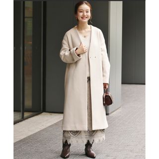 オシャレ✨ IENA イエナ  ノーカラー コート レディース ブラック  M