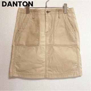 ダントン(DANTON)のst148 DANTON カジュアルスカート ひざ上 シンプル イエローベージュ(ひざ丈スカート)