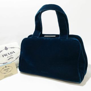 プラダ(PRADA)のPRADA プラダ ベロア ハンドバッグ B7657 ネイビー フォーマル(ハンドバッグ)