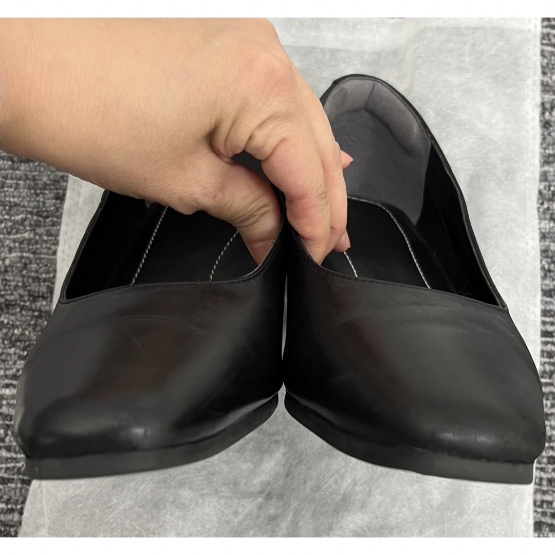 【美品】スーツセレクト スクエアトゥプレーンパンプス ブラック レディースの靴/シューズ(ハイヒール/パンプス)の商品写真