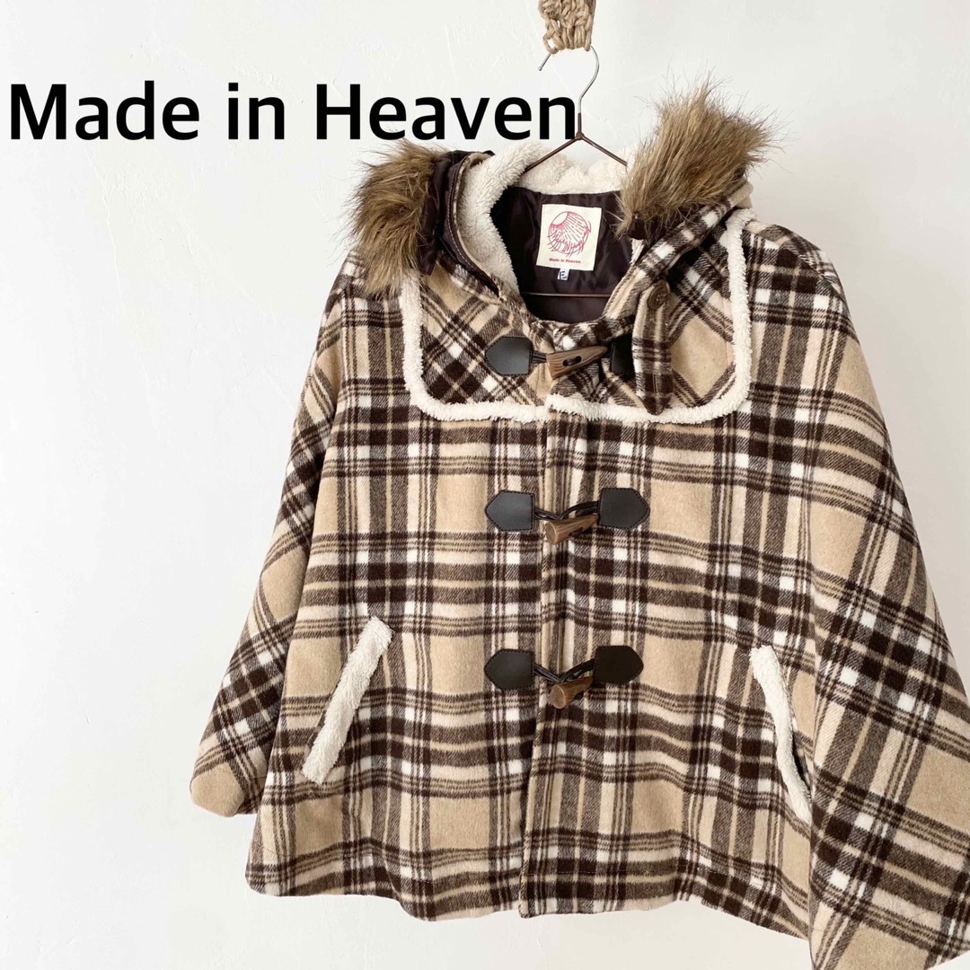 made in HEAVEN(メイドインヘブン)のMade in Heaven メイドインヘブン　チェック柄　ポンチョ　アウター レディースのジャケット/アウター(ポンチョ)の商品写真