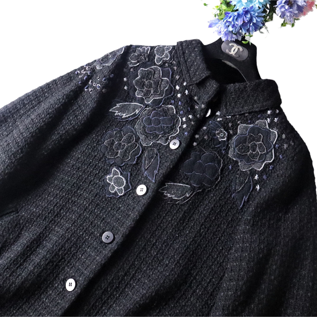 トクコプルミエヴォル ロングコート 刺繍 立体 花柄 フラワー オーバーサイズ