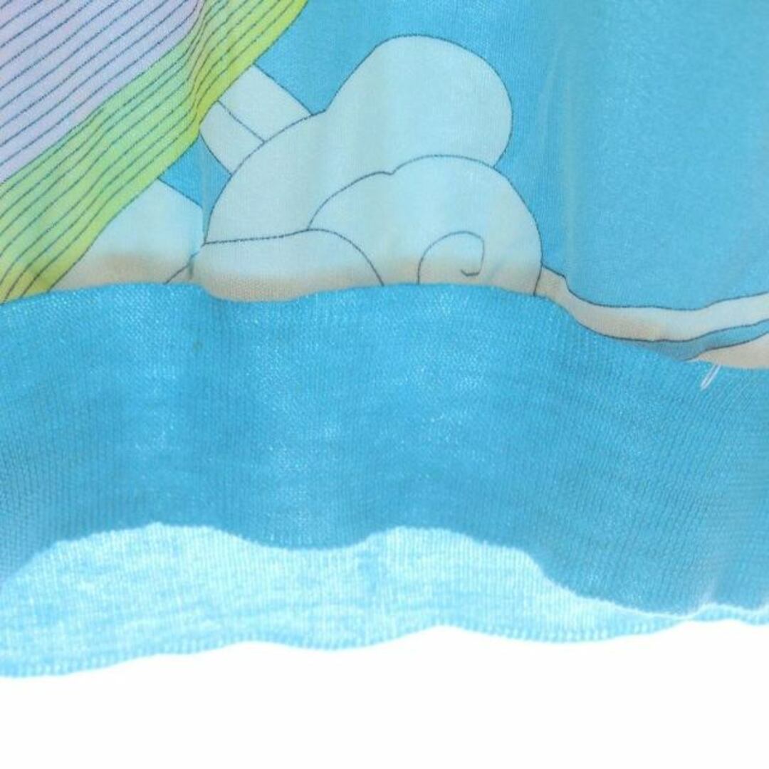 LEONARD(レオナール)のレオナール フロントフラワー切替半袖ニット カットソー シルク 水色 レディースのトップス(ニット/セーター)の商品写真