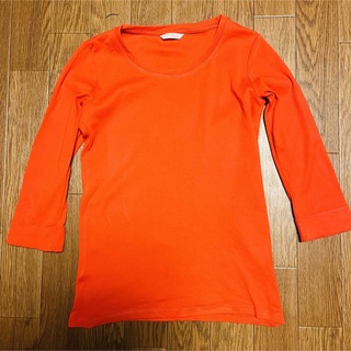 ユニクロ(UNIQLO)のユニクロ　エクストラファイン　コットン　Tシャツ　S 七分袖　レッド(Tシャツ(長袖/七分))