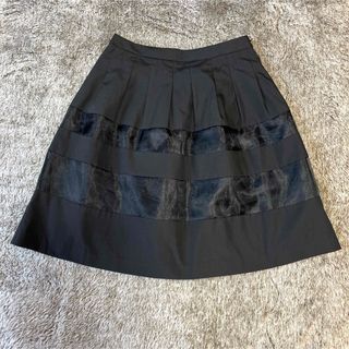 エフデ(ef-de)の【美品✨】ef-de オーガンジー ブラックスカート❣️(ひざ丈スカート)