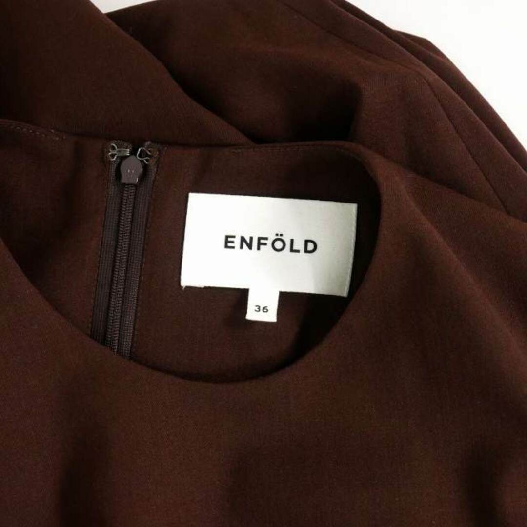 エンフォルド ENFOLD ウール ノースリーブワンピース 36 茶 ブラウン