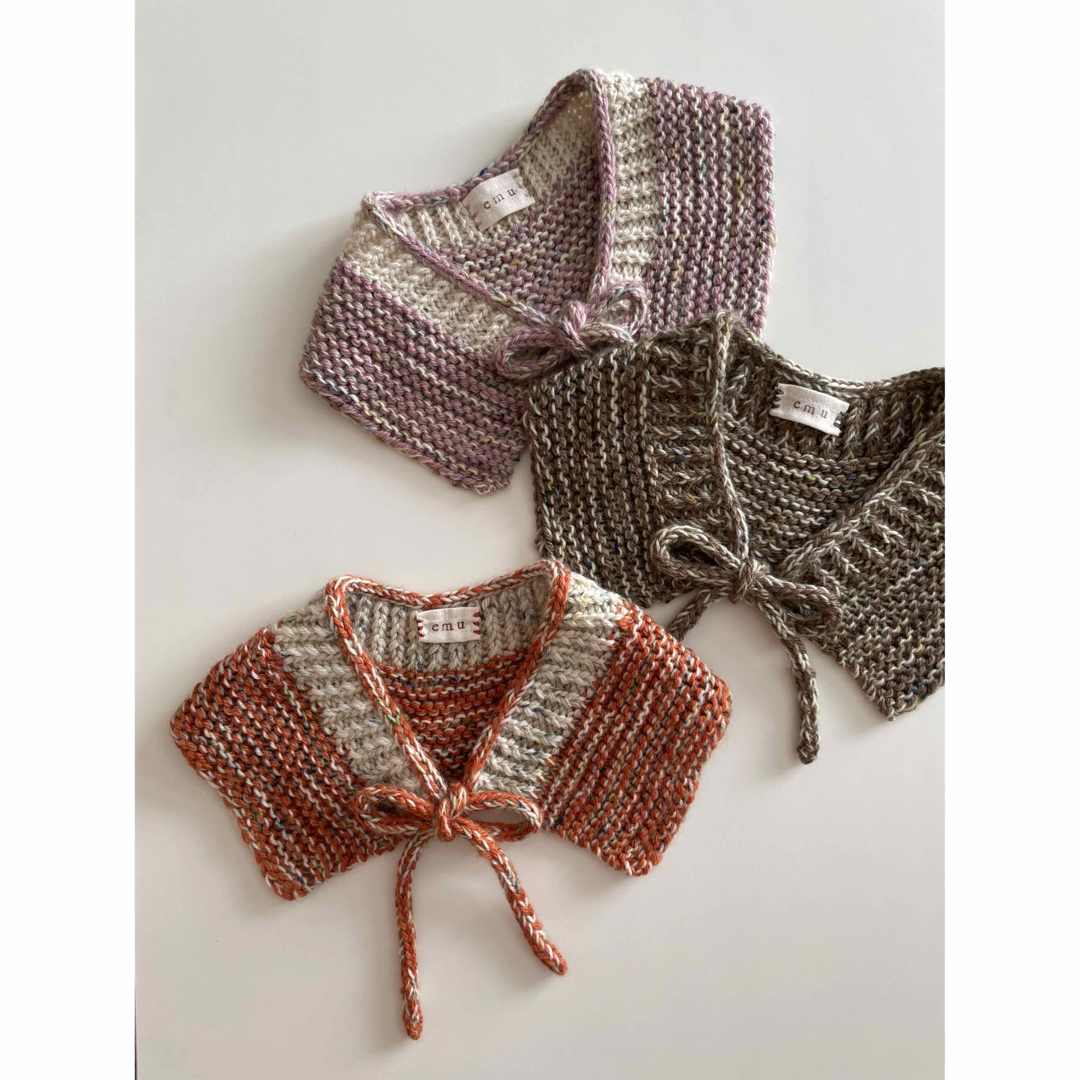 手編みつけ衿 ブラウン ハンドメイドのファッション小物(マフラー/ストール)の商品写真