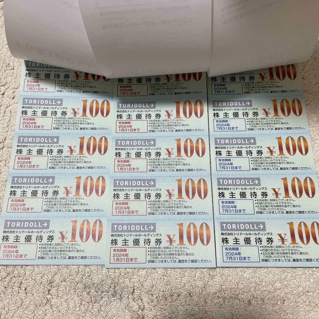 チケットトリドール　株主優待　10000円分