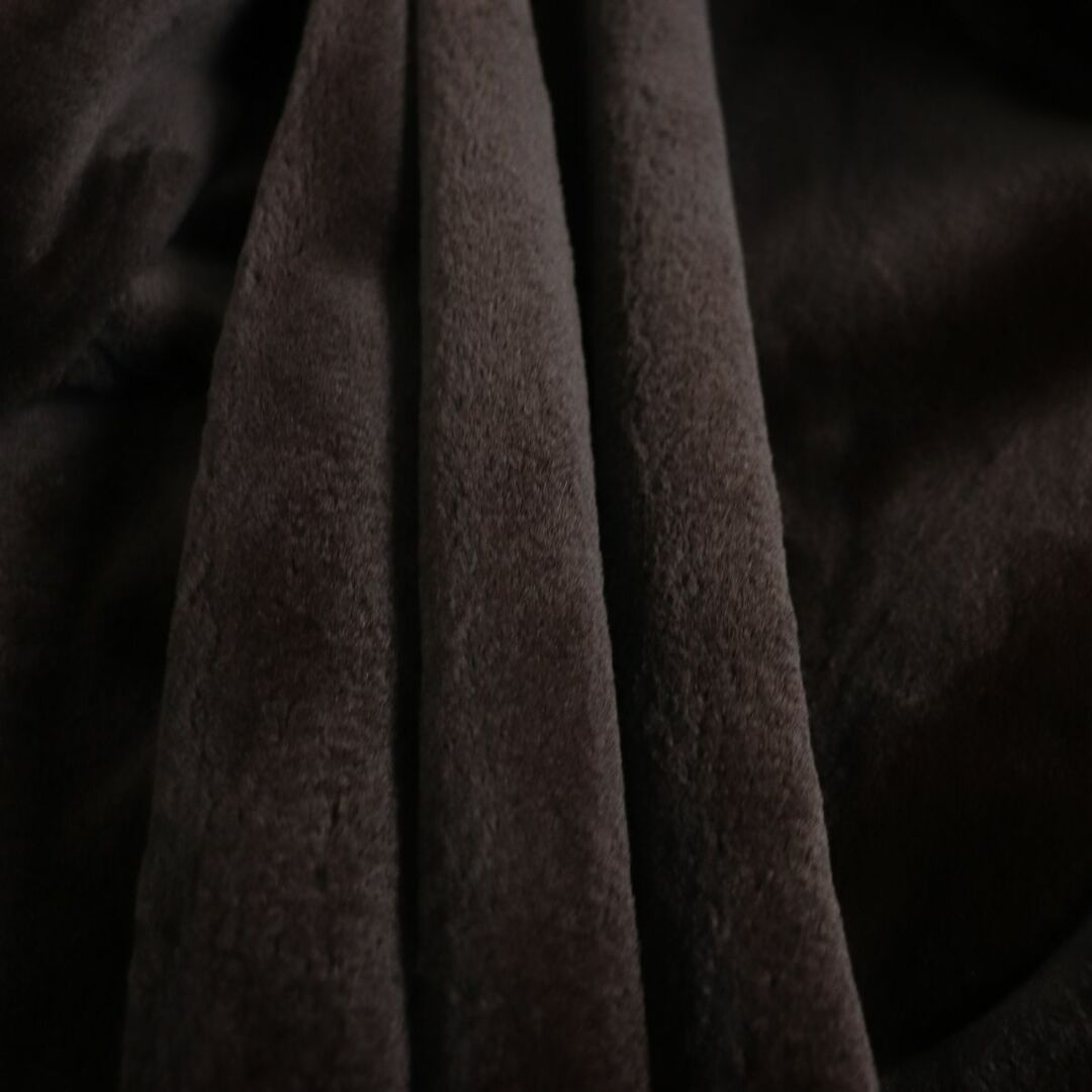極美品★MINK　シェアードミンク×レザー　デザイン　本毛皮コート　ブラウン　F　毛質柔らか◎