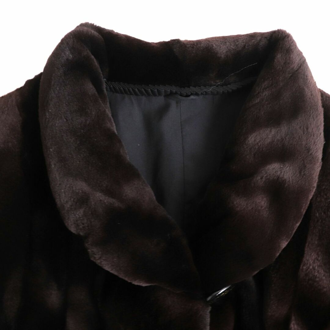 美品★SAGA MINK サガミンク シェアードミンク 本毛皮コート ダークブラウン F 毛質柔らか◎