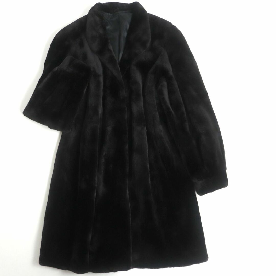 約53cm着丈極美品▼Black Jewel ブラックジュエル MINK シェアードミンク 本毛皮セミロングコート ダークブラウン F 毛質柔らか◎