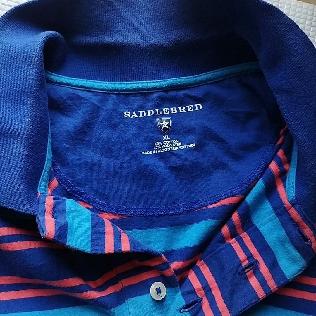 SADDLEBRED 半袖ポロシャツ　ストライプ　XL メンズのトップス(ポロシャツ)の商品写真