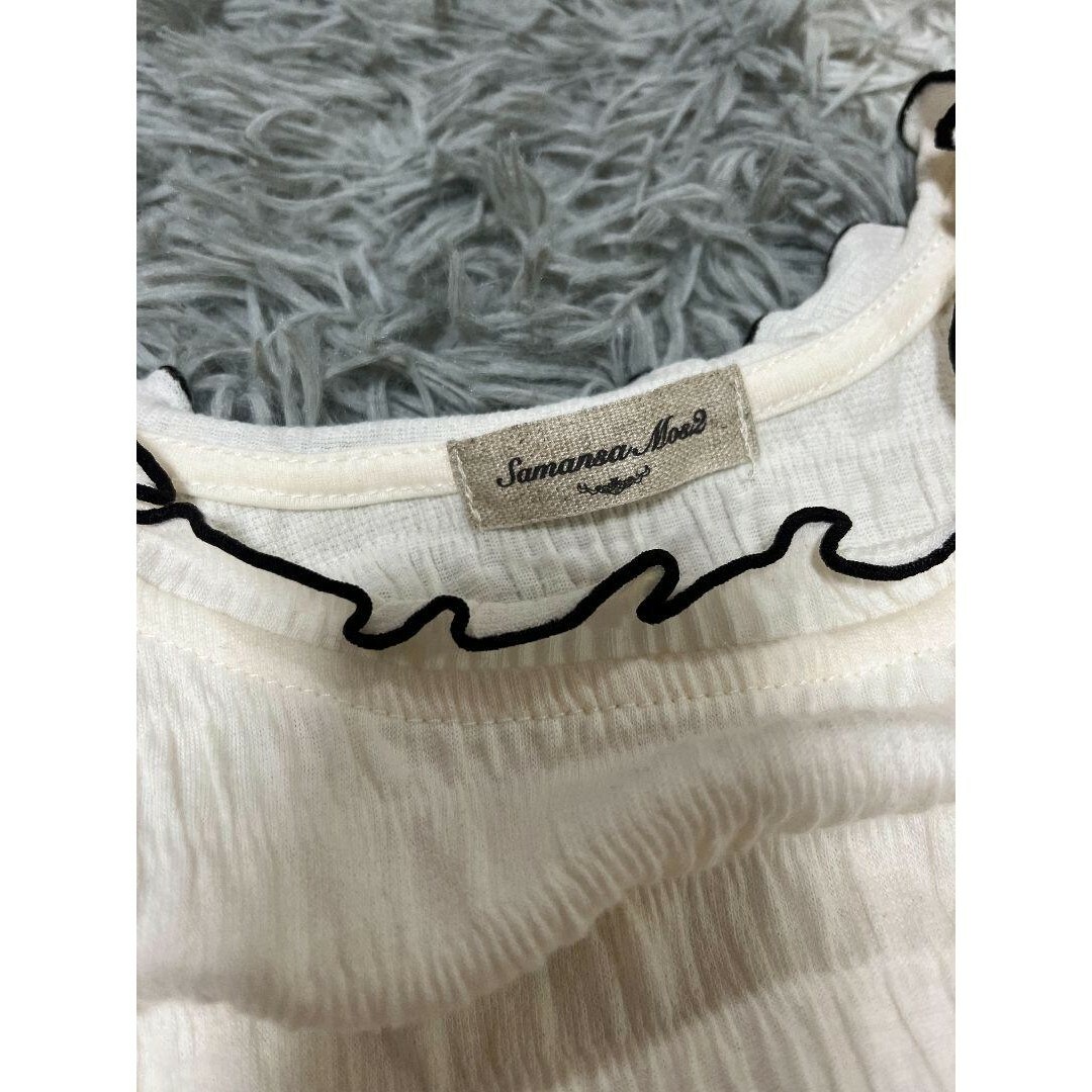 カットシャーリング配色メロー半袖カットソー (1度のみ着用) フリーサイズ レディースのトップス(カットソー(半袖/袖なし))の商品写真