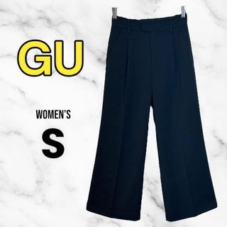 ユニクロ(UNIQLO)の美品✨【GU】ワイドスラックス　ストライプ　腰ゴムキレイめ　さらさら　S(カジュアルパンツ)