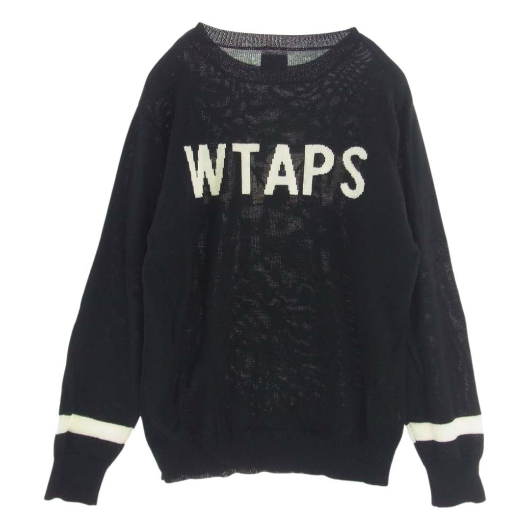 W)taps(ダブルタップス)のWTAPS ダブルタップス ニット 18AW CREW SWEATER ロゴ クルーネック ニット セーター ブラック系 2【美品】【中古】 メンズのトップス(ニット/セーター)の商品写真