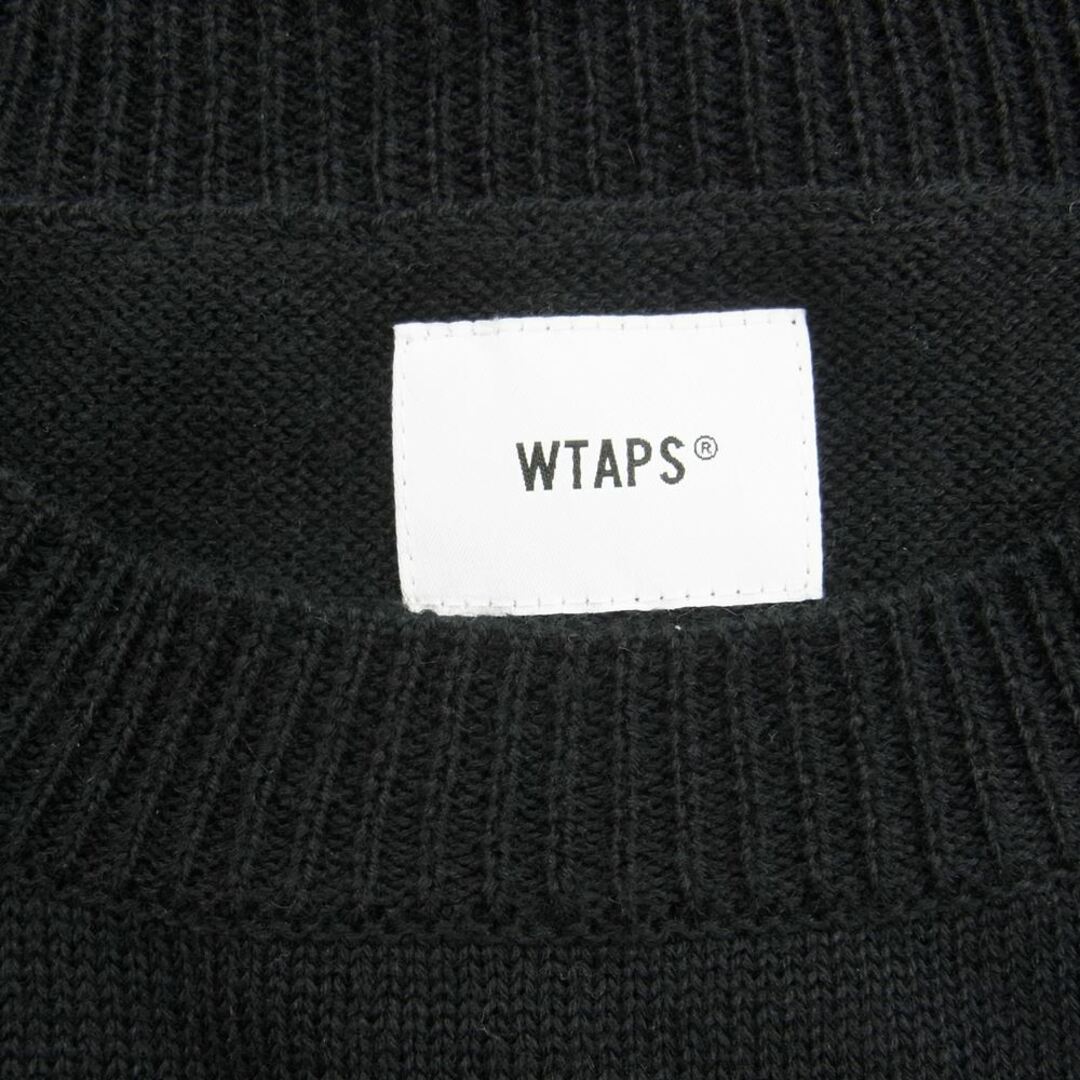 WTAPS ダブルタップス ニット 18AW CREW SWEATER ロゴ クルーネック ニット セーター ブラック系 2【美品】