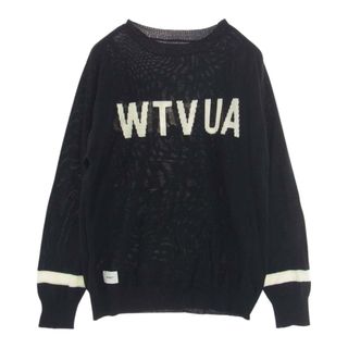 ダブルタップス(W)taps)のWTAPS ダブルタップス ニット 18AW CREW SWEATER ロゴ クルーネック ニット セーター ブラック系 2【美品】【中古】(ニット/セーター)