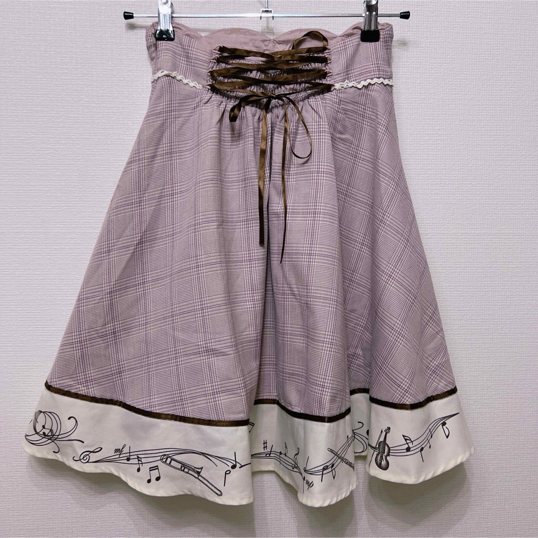 axes femme(アクシーズファム)のレースアップ 音符柄 スカート アクシーズファム レディースのスカート(ひざ丈スカート)の商品写真